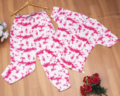 Soor Panchi Women Printed Pink Night Suit Set
