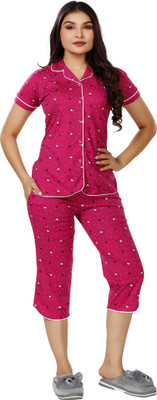 Foxy Women Printed Pink Top & Capri Set