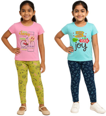 Vivin Girls Printed Multicolor Top & Pyjama Set