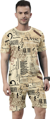 JILVA ENTERPRISE Men Printed Yellow Top & Shorts Set