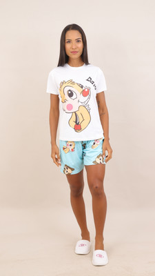 Kashtbhnjan Women Printed Blue Night Suit Set