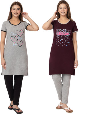 GEE 5 Women Printed Multicolor Top & Pyjama Set