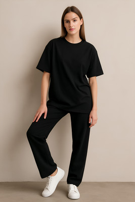 My Swag Women Solid Black Top & Pyjama Set