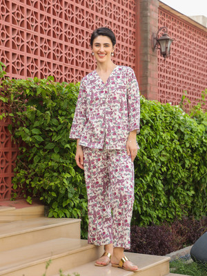 Sanskrutihomes Women Printed Multicolor Night Suit Set