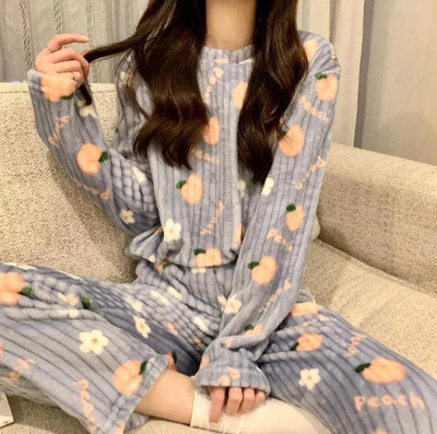 Lugo Women Printed Grey Night Suit Set