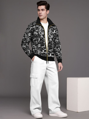 TRIPR Men Printed Black, White Night Suit Set