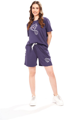 WEET Women Printed Green Top & Shorts Set