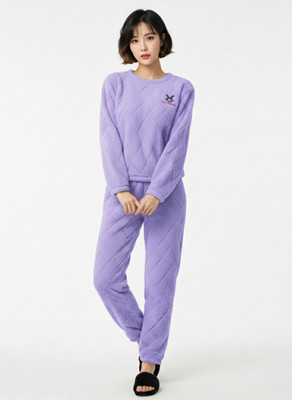 SKG Women Self Design Purple Night Suit Set