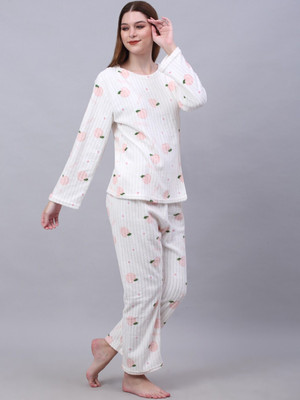Ucollection Women Printed Orange Night Suit Set