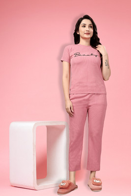 Indoce Sales Women Printed Pink Night Suit Set