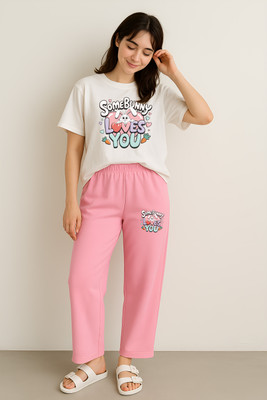 Shonisha Women Printed Pink Top & Pyjama Set