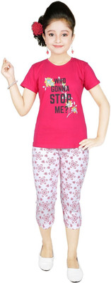 Kaushalya garments Girls Self Design Pink Night Suit Set