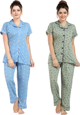 Shama Fashion Women Printed Multicolor Night Suit Set