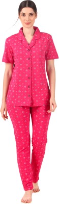 ovida Women Printed Pink Night Suit Set