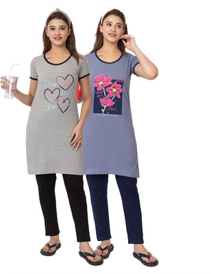 GEE 5 Women Printed Multicolor Night Suit Set