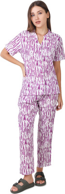 CLOTHING CULTURE Women Printed Purple Shirt & Pyjama set