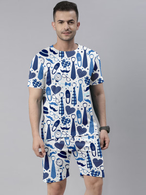 K LOUCHE Men Printed Multicolor Night Suit Set