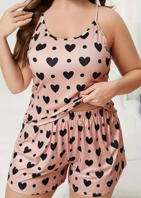 Vastly Women Printed Beige Top & Pyjama Set
