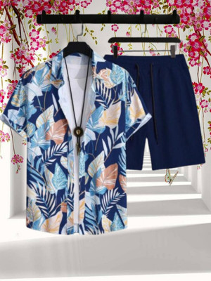 DHAMELIYA ENTERPRISE Men Colorblock Blue Night Suit Set
