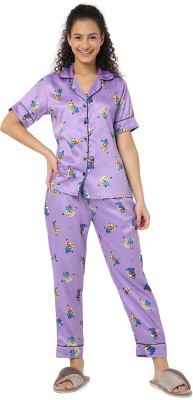 Smarty Pants Women Graphic Print Purple Shirt & Pyjama set