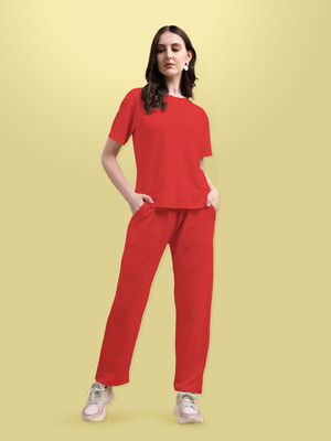 Kashikey creation Women Solid Red Top & Pyjama Set