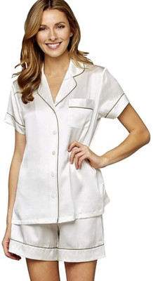 Vd hub Women Solid Grey Night Suit Set