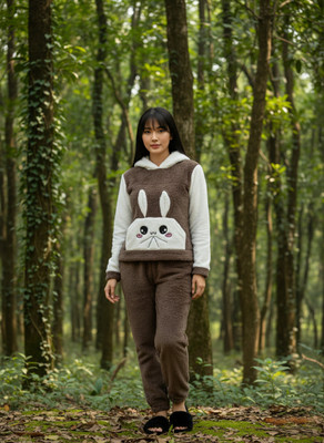 SKG Women Self Design Brown Night Suit Set