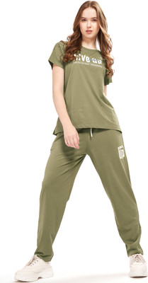 WEET Women Printed Green Top & Pyjama Set