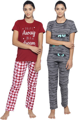 Ariel Women Printed Multicolor Top & Pyjama Set