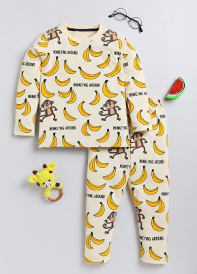 Lazy Shark Boys Printed Yellow Night Suit Set