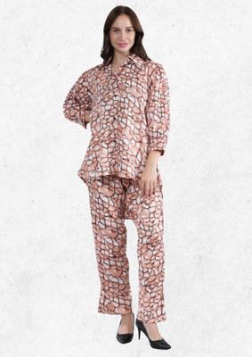 DreamBe Women Printed Orange Night Suit Set
