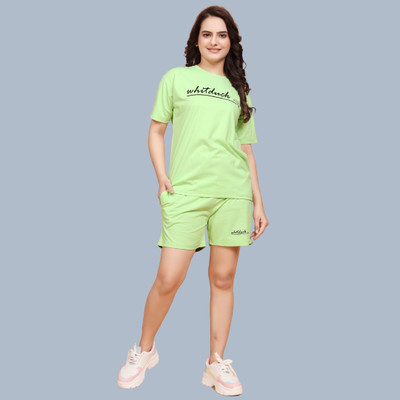WHITDUCK Women Printed Green Top & Shorts Set