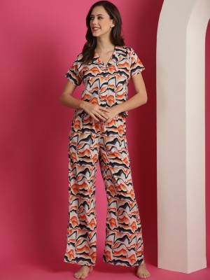 Boston Club Women Printed Multicolor Shirt & Pyjama set