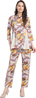 FNOCKS Girls Printed Purple Top & Pyjama Set