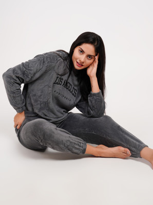 Lugo Women Solid Grey Night Suit Set