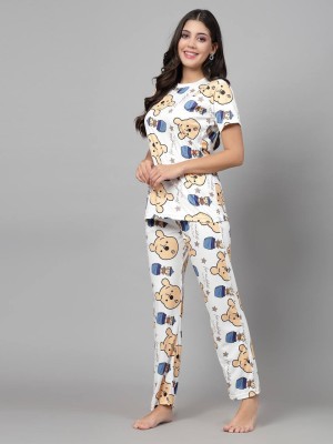 SHOBHANAM Women Printed Beige Top & Pyjama Set