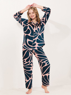 Kattly Women Printed Multicolor Shirt & Pyjama set