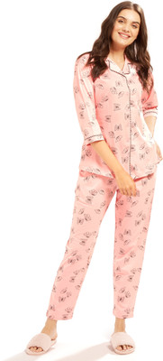 AV2 Women Printed Pink Top & Pyjama Set