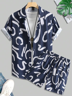 LG Creation Men Printed Blue Night Suit Set