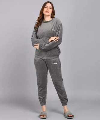 Reha Fashion Women Solid Grey Night Suit Set