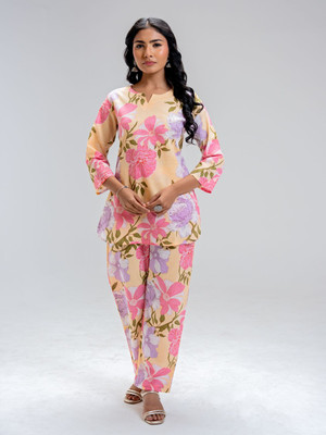 NISHA KURTI Women Printed Multicolor Night Suit Set