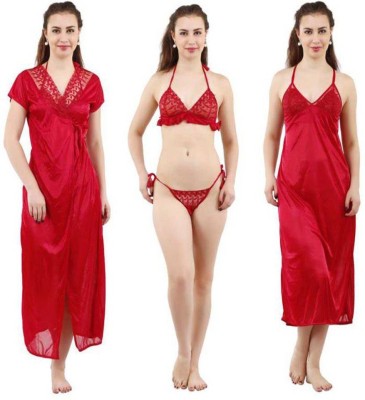 Lovie's Women Solid Red Night Suit Set