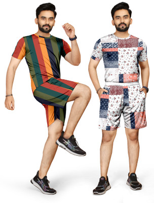 SANTENTERPRISE Men Printed Multicolor Night Suit Set