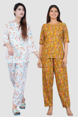 Abbas Fashion Women Printed Multicolor Night Suit Set