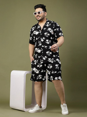 RIGO Men Printed Black Night Suit Set