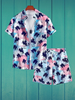 LG FASHION Men Printed Multicolor Top & Shorts Set