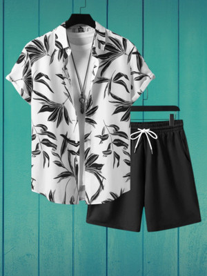 LG FASHION Men Printed Black Top & Shorts Set