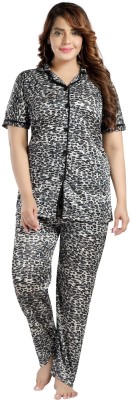 Nicehug Women Printed Black, White Top & Shorts Set