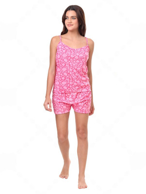 Dreamish Women Printed Pink Top & Shorts Set