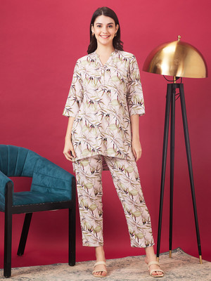 AV2 Women Printed Pink Top & Pyjama Set